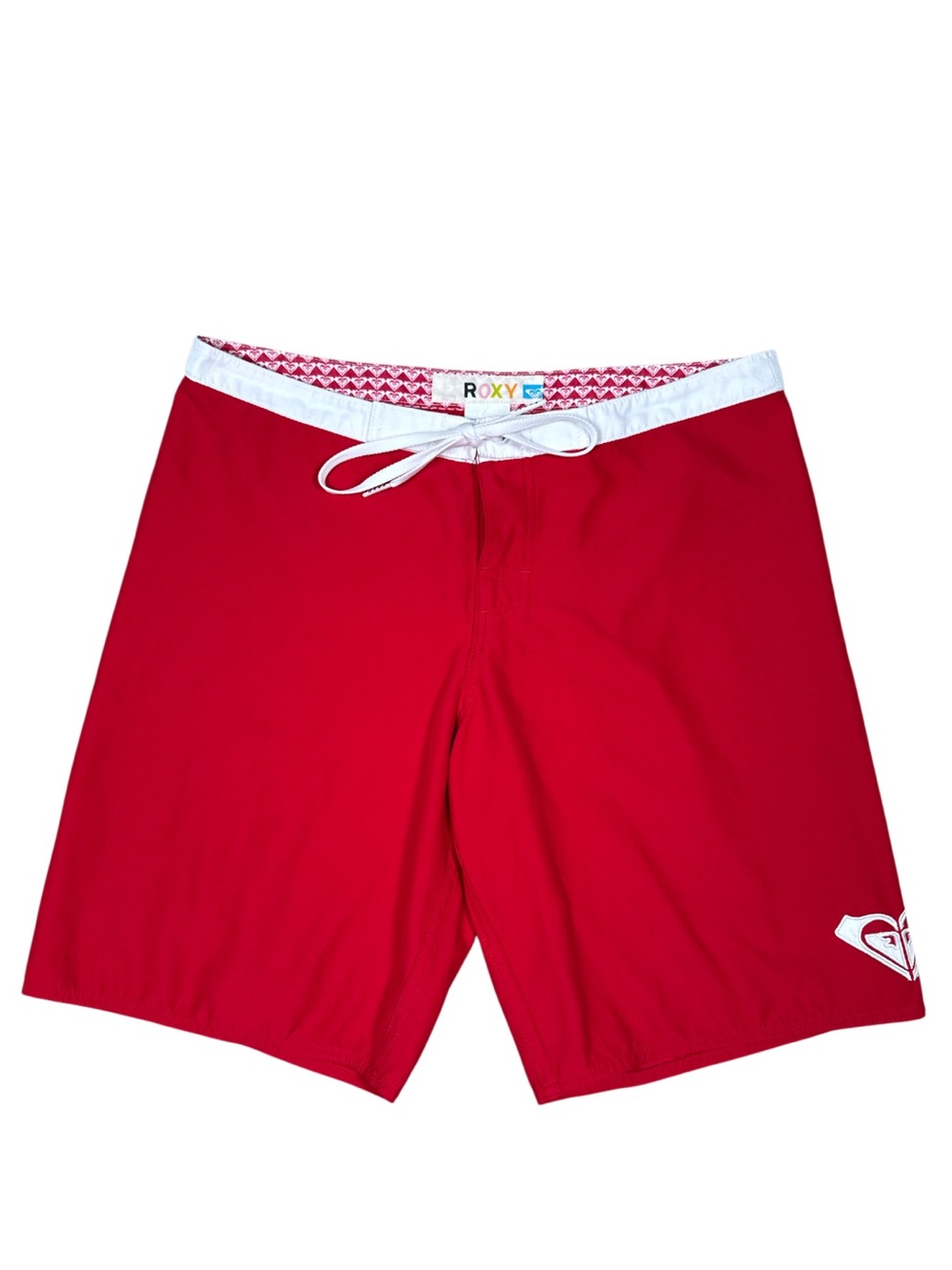 Vintage Roxy Board Shorts Women Size 5 Red Low Rise Y2K Surf Swim Trunks 2000s